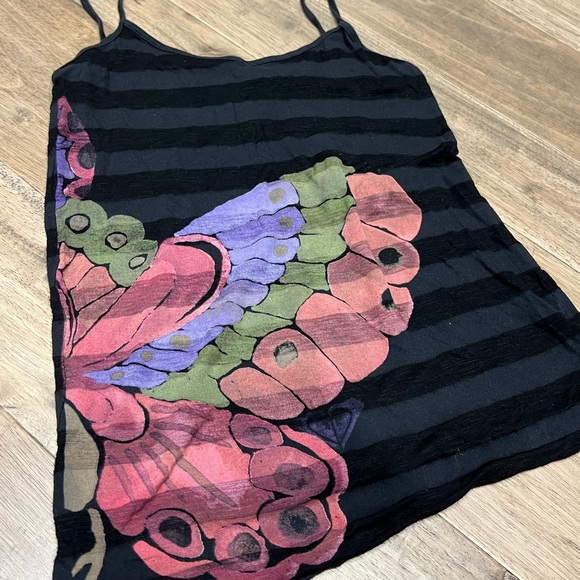 Roxy stripe pattern with butterfly, spaghetti strap tank top - Picture 2 of 5